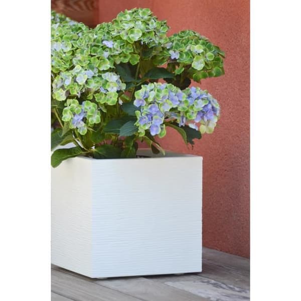 EDA Graphit Up fyrkantig blomlåda - 21 l - 29,5 x 29,5 x 29,5 cm - vitkalkad