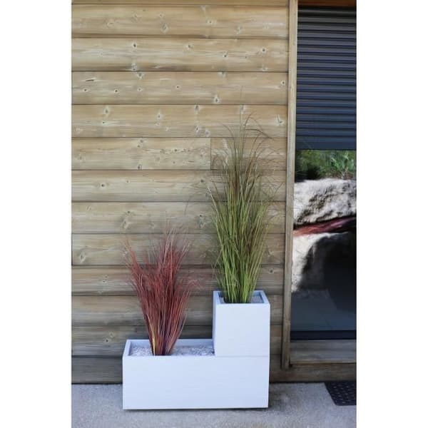 EDA Graphit Up fyrkantig blomlåda - 21 l - 29,5 x 29,5 x 29,5 cm - vitkalkad