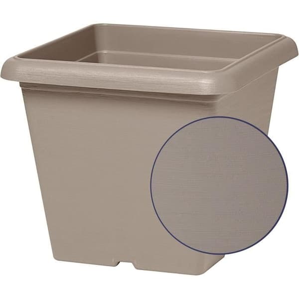 Firkantet urtepotte - GARDEN ID - Teramo Taupe - 40 x 35 cm - Ridsefast - Stenlook - Med huller