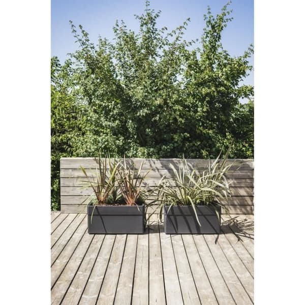 EDA Jardiniere - CAREL - Antracitgrå - 63 L - 78 x 39 x H.39 cm - Med hjul - Udendørs eller indendørs