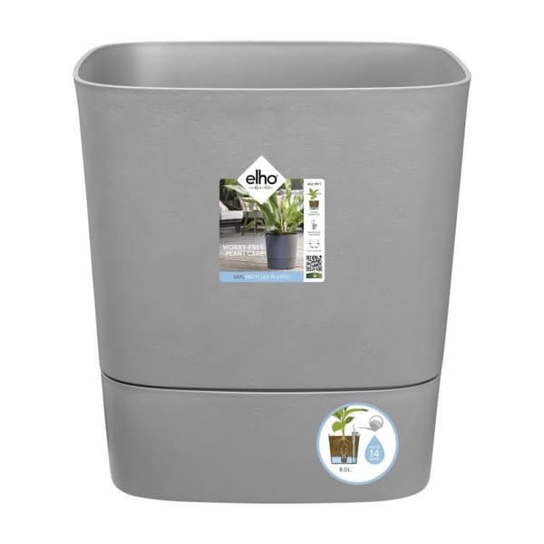 ELHO - Kukkaruukku - Greensense Aqua Care Square 38 - Vaaleasementti - Sisä-/ulkokäyttöön - Ø 38 x K 38,9 cm