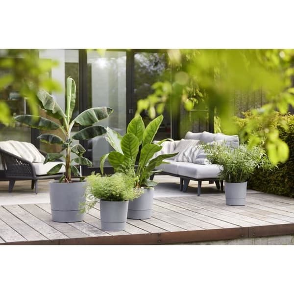 Elho muovinen neliönmuotoinen kukkaruukku Greensense Aqua Care vaalea sementti Ø 43 x K 42,5 cm 39 L