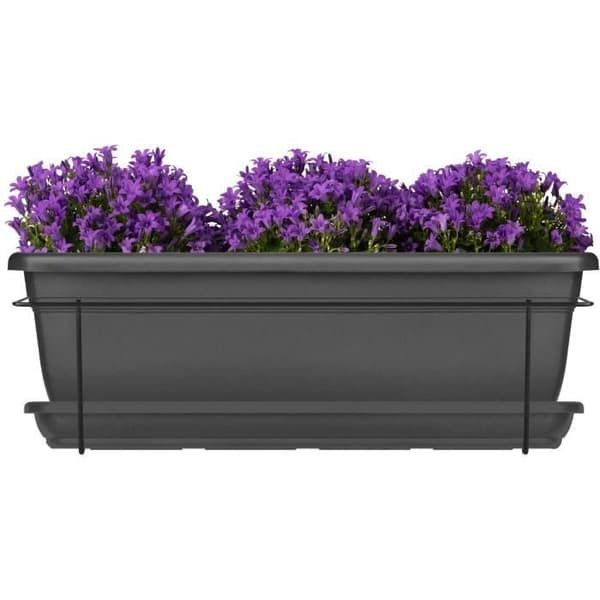 Plantesæt med metalstøtte og bakke - GARDEN ID Relax - Anth. 50 cm - Genbrugt og 100% genanvendelig - Volumen til planter
