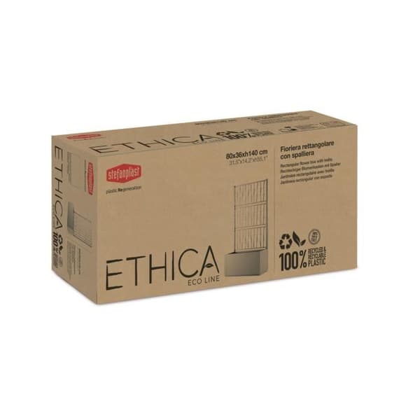 Ethica rektangulär blomlåda 80 cm med grafitfärgad spaljé