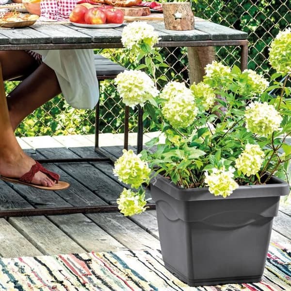 DEROMA Day R firkantet blomsterpotte antracitgrå - Antracitgrå farve - 38 cm