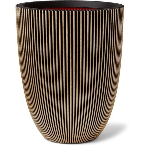 Elegant vase - CAPI - Groove - 34x46 cm - Sort og guld - Vejrbestandig
