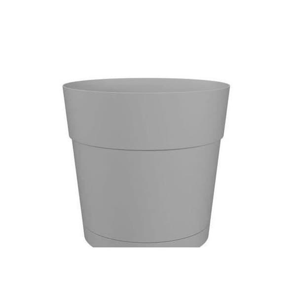 Urtepotte og rund capri rund - Plastik - Vandtank - 35 cm diameter - Lysegrå - Artevasi