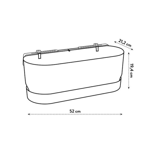 ELHO Greenville Easy Balcony 52 Urtepotte - Living Sort - Balkon - L 21,2 x B 52 x H 19,4 cm
