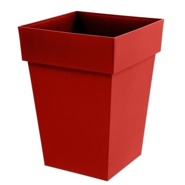 EDA Toscansk mellemstor firkantet urtepotte - 39 x 39 x H 53 cm - 51 L - Rubinrød
