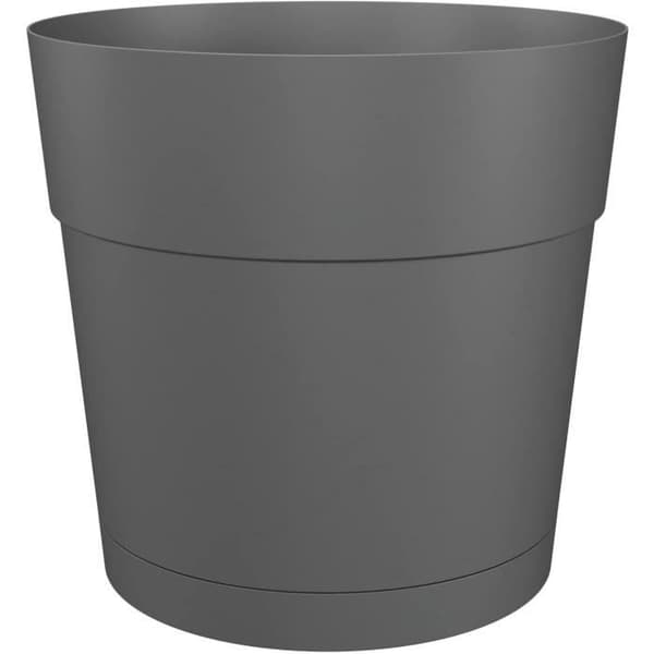 Urtepotte og rund Capri Rund - Plastik - Vandtank - Diameter 40 cm - Antracit - Artevasi