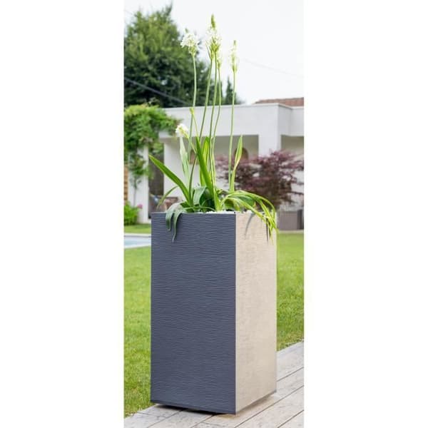 EDA Grafit Firkantet Høj Urtepotte - 39,5 x 39,5 x H 80 cm - 31 L - Antracitgrå