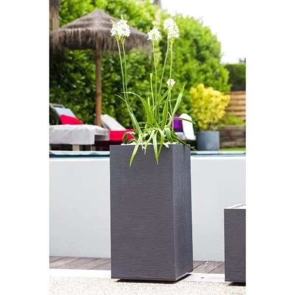 EDA Grafit Firkantet Høj Urtepotte - 39,5 x 39,5 x H 80 cm - 31 L - Antracitgrå