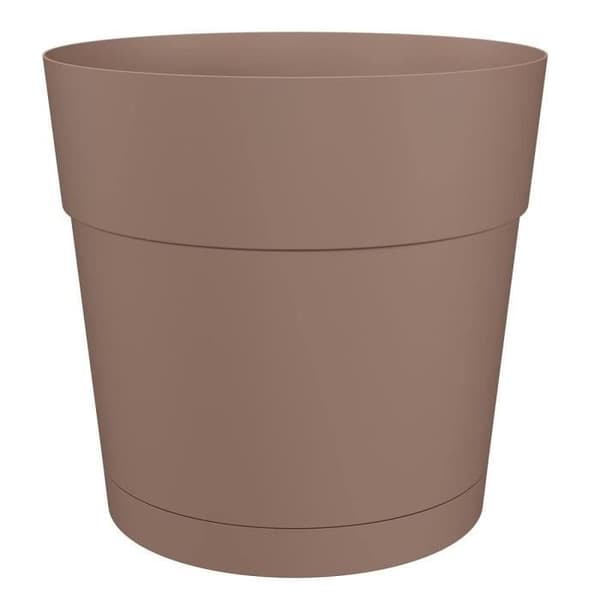 Urtepotte og rund capri rund - Plastik - Vandtank - Diameter 30 cm - taupe - Artevasi
