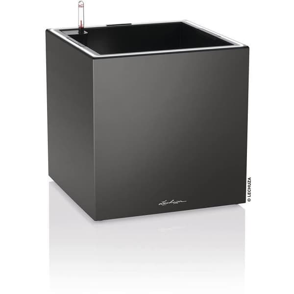 LECHUZA Canto Premium Cube 40 -kukkaruukku - täydellinen LED-setti, metallinen antrasiitti