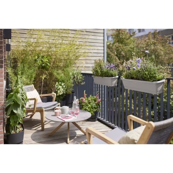 Elho Noa Balconiere M - Grå - L 52 x B 20 x H 18 cm - Udendørs balkon - 100% genbrugt