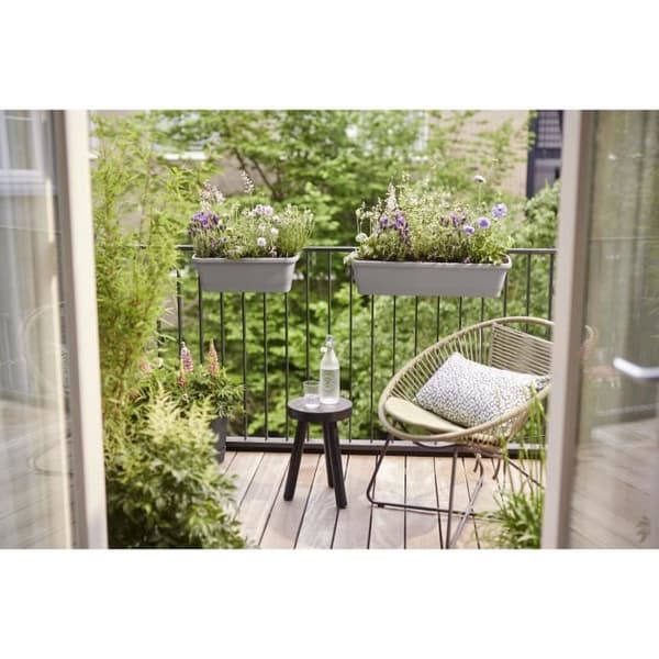 Elho Noa Balconiere M - Grå - L 52 x B 20 x H 18 cm - Udendørs balkon - 100% genbrugt