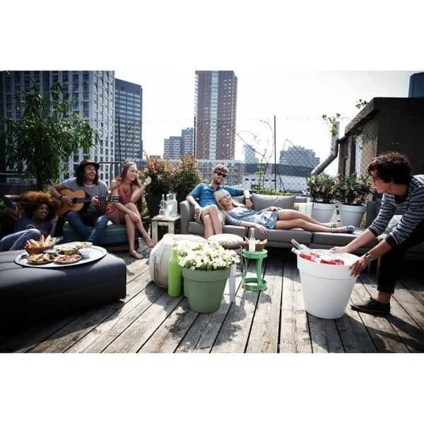 LOFT URBAN pyöreä kukkaruukku - muovia - reikäreikäinen - vesisäiliö - pyörillä - Ø40 - vihreä
