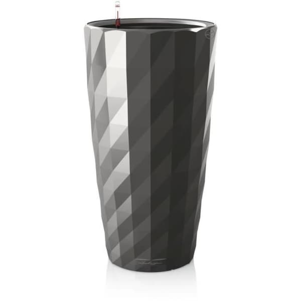 LECHUZA Diamante Premium -kukkaruukku - täydellinen setti, metallinen antrasiitti