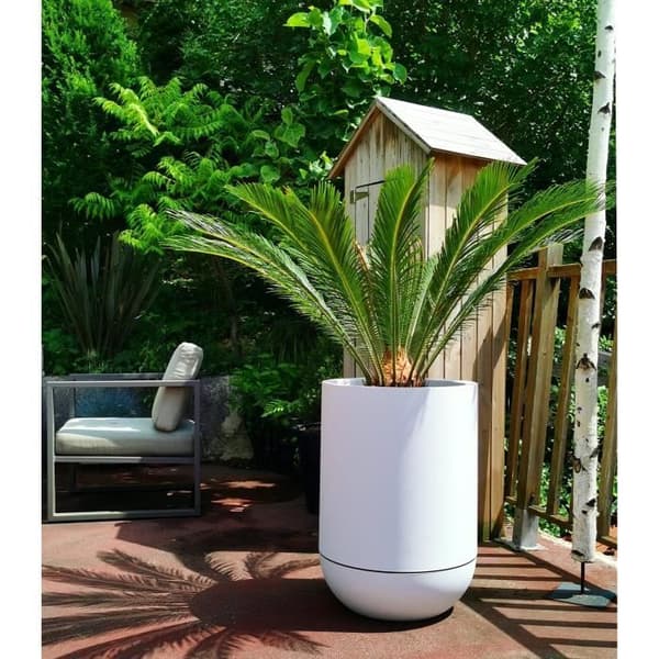 RIVIERA GRANIT TULIP pyöreä kukkalaatikko - Muovi - Halkaisija 40 cm - Valkoinen