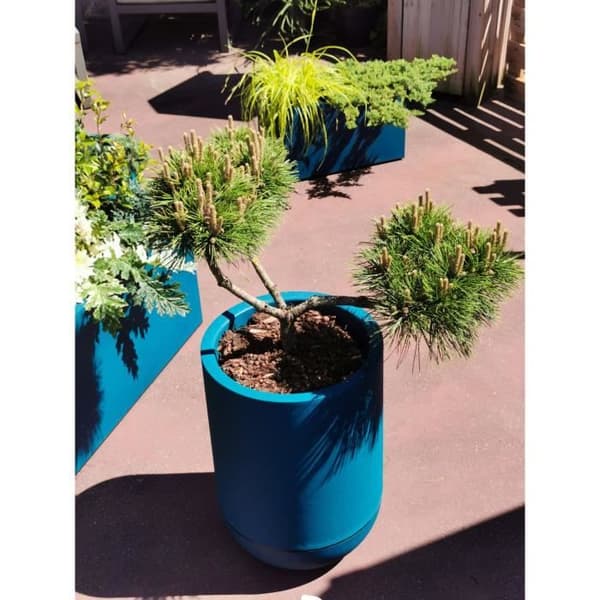 RIVIERA GRANIT TULIPE rund blomsterkasse - Plastik - Diameter 50 cm - Blå