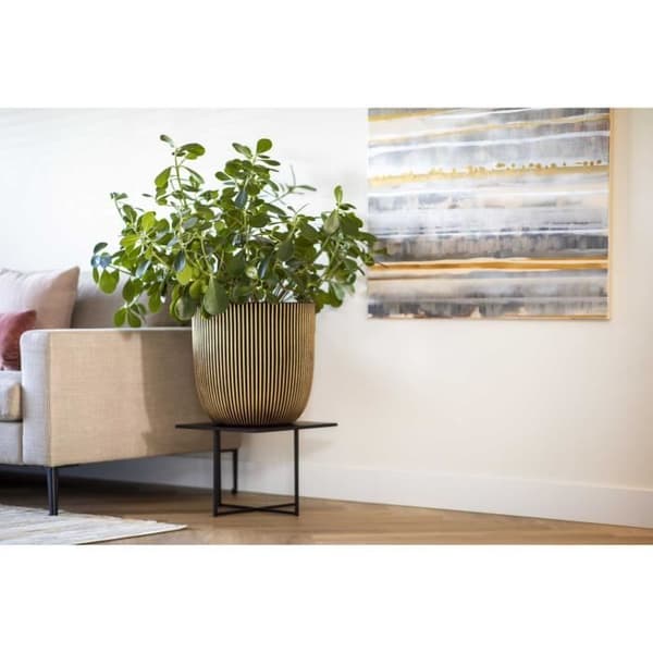 Kugleformet urtepotte - CAPI EUROPE - GROOVE NL - 35 x 34 cm - Sort / Guld