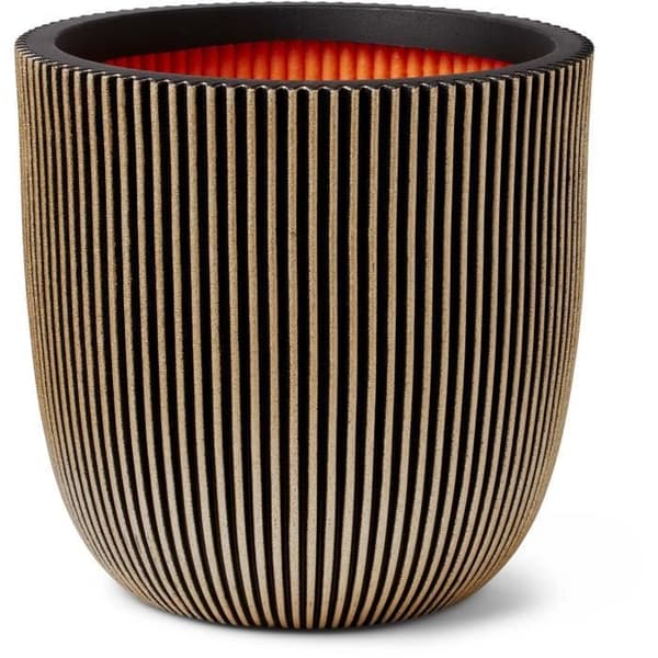Kugleformet urtepotte - CAPI EUROPE - GROOVE NL - 35 x 34 cm - Sort / Guld