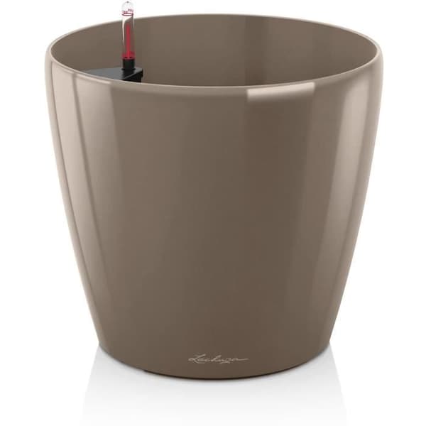 LECHUZA Classico Premium 60 blomkruka - komplett set, glansig taupe