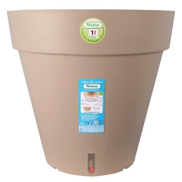 RIVIERA Loft urtepotte med vandreserve - Rund - Ø 50 x H 46 cm - Taupe