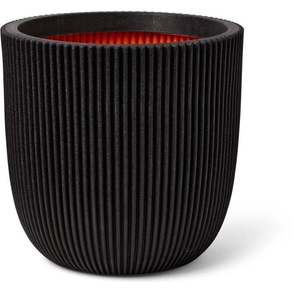 Kugleformet urtepotte - CAPI EUROPE - GROOVE NL - 43 x 41 cm - Sort