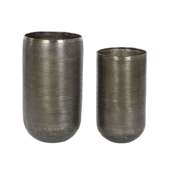 Set med planteringskärl Home ESPRIT Gyllene Silvrig Aluminium 34,5 x 36 x 63 cm