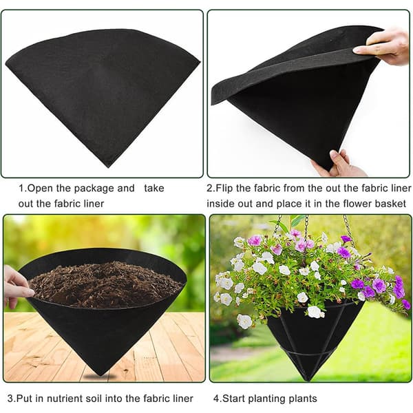 INF Avsmalnande Planteringsinsats (3 st) - Non-Woven Hängande Korg 14 inch