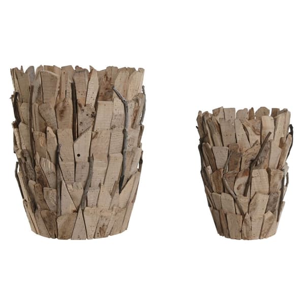 Kukkaruukkusetti Home ESPRIT Ruskea Paolownia wood 35 x 35 x 45 cm (2 Kappaletta)