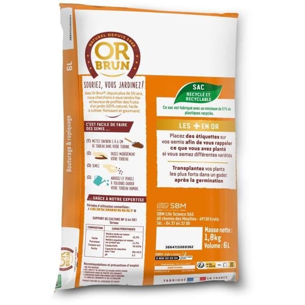 Jord för Sådd - OR BRUN - OBRTSEM6U - 6L - Förbättrar Dräneringen - Optimal VattenRetention