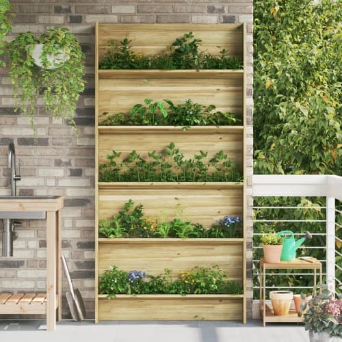 Trädgård Växtställ 5-Hylder 90x15x179.5 cm Naturligt Trä