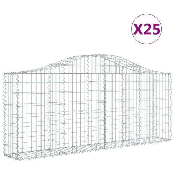 Gabioner bågformade 25 st 200x30x80/100 cm galvaniserat järn