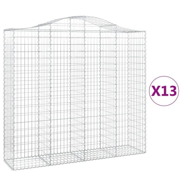 Gabioner bågformade 13 st 200x50x180/200 cm galvaniserat järn