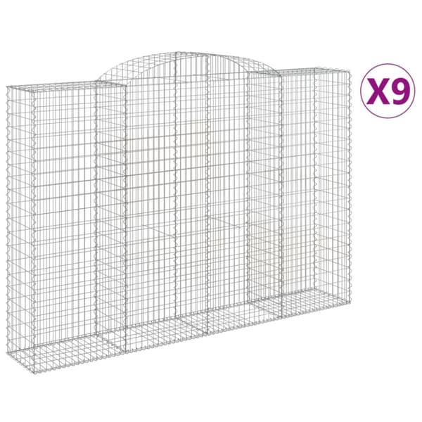 Gabioner bågformade 9 st 300x50x200/220 cm galvaniserat järn
