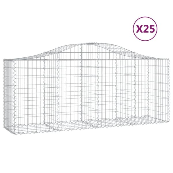 Gabioner bågformade 25 st 200x50x80/100 cm galvaniserat järn