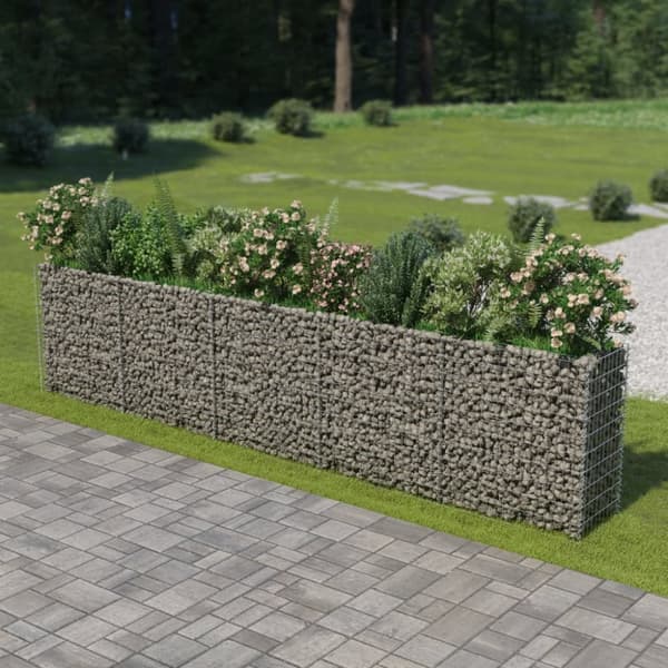Planteringsgabion upphöjd galvaniserat stål 450x50x100 cm
