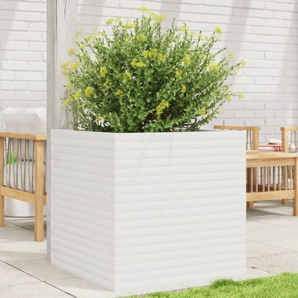 Odlingslåda vit 70x70x68,5 cm massiv furu