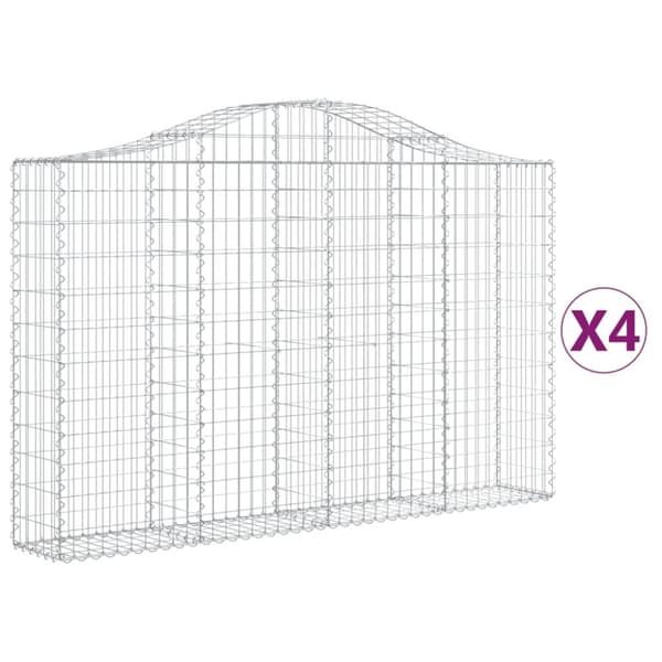 Gabioner bågformade 4 st 200x30x120/140 cm galvaniserat järn