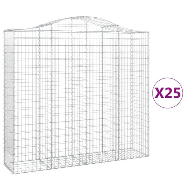 Gabioner bågformade 25 st 200x50x180/200 cm galvaniserat järn