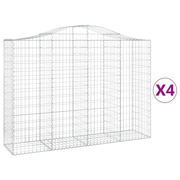 Gabioner bågformade 4 st 200x50x140/160 cm galvaniserat järn