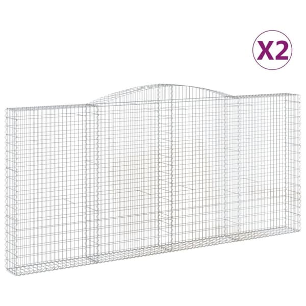Gabioner bågformade 2 st 400x30x180/200 cm galvaniserat järn