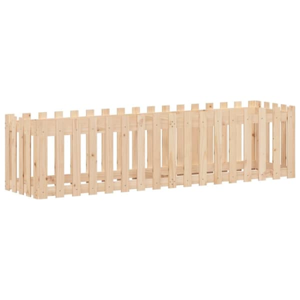 Odlingslåda med staket-design 200x50x50 cm massiv furu