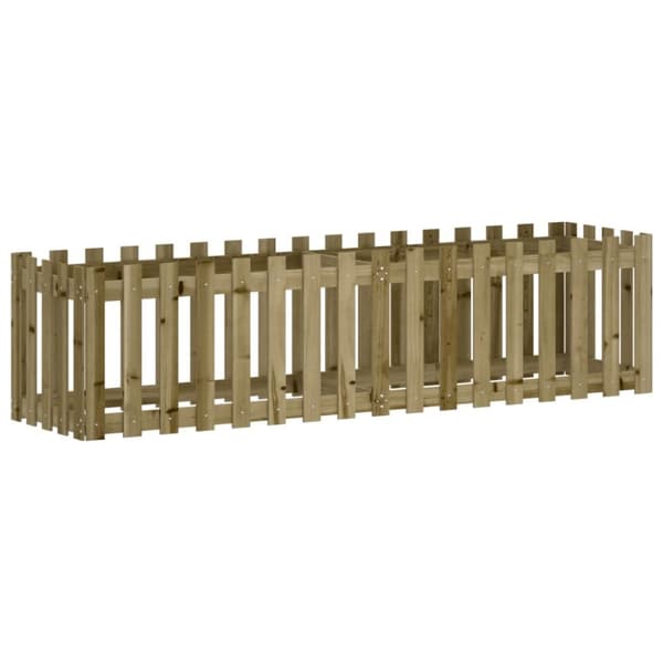 Odlingslåda med staket-design 200x50x50 cm impregnerad furu