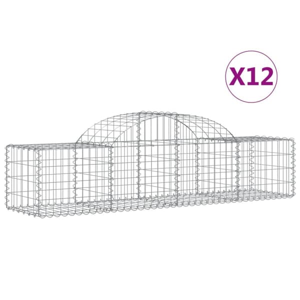 Gabioner bågformade 12 st 200x50x40/60 cm galvaniserat järn