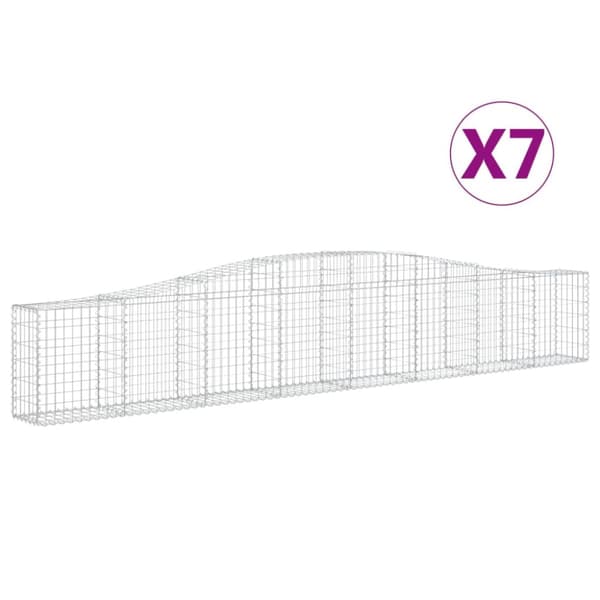 Gabioner bågformade 7 st 400x30x60/80 cm galvaniserat järn
