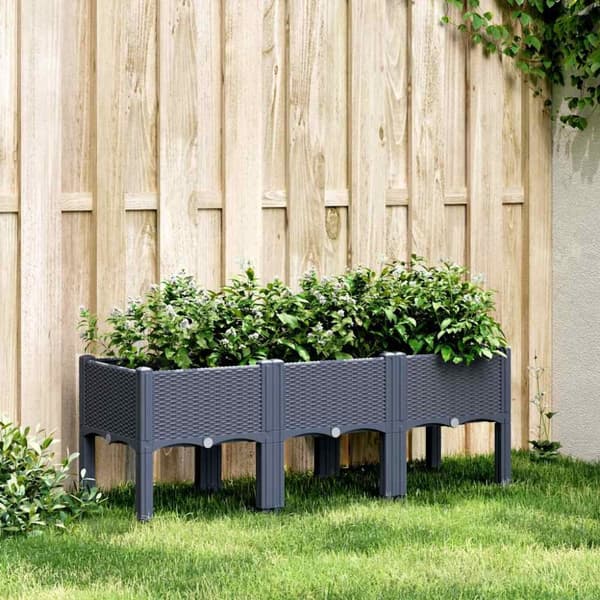 Odlingslåda med ben blågrå 120x40x42 cm PP