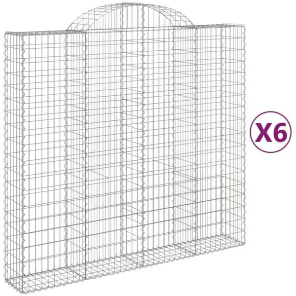 Gabioner bågformade 6 st 200x50x180/200 cm galvaniserat järn